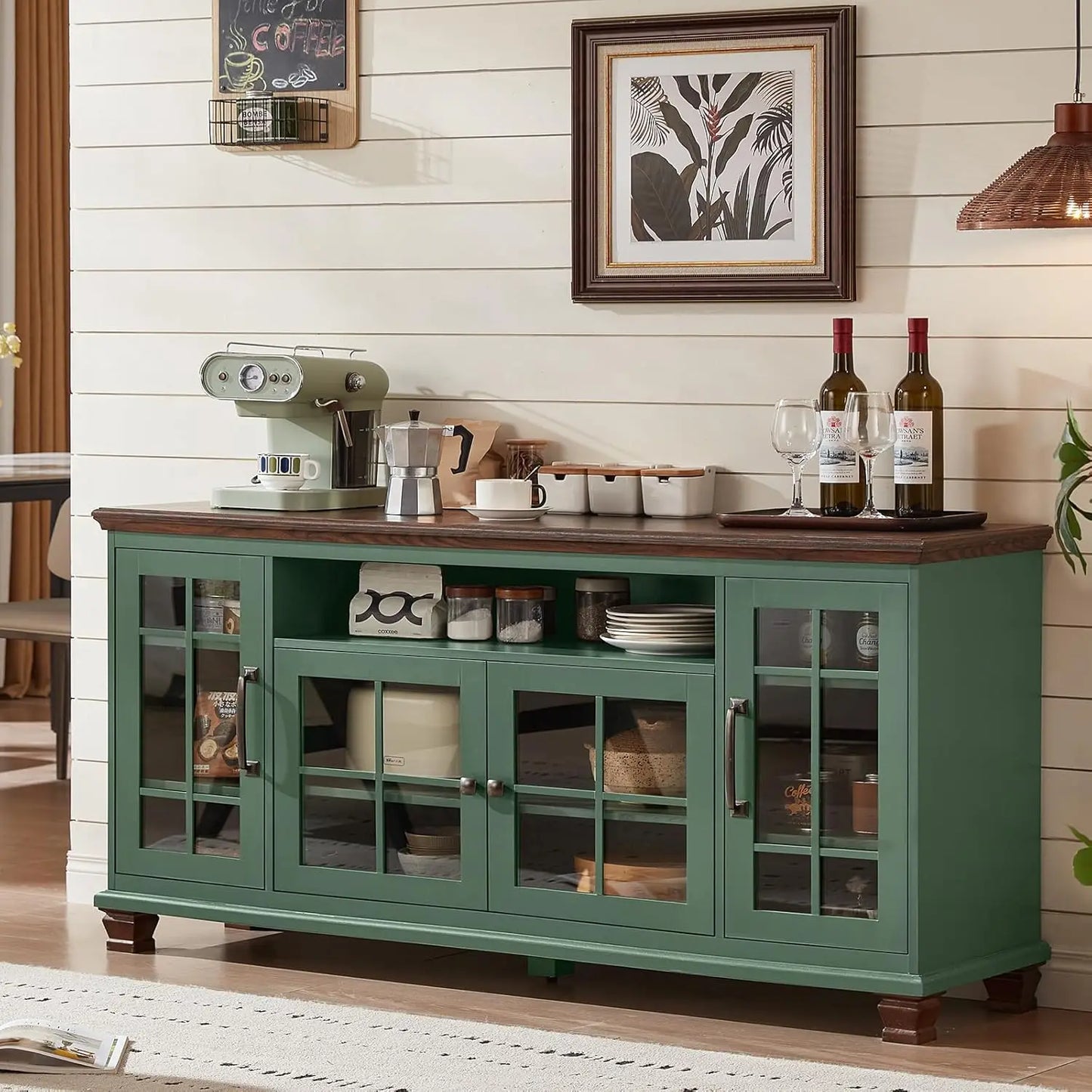 Vintage Farmhouse Sideboard Buffet Cabinet With Storage