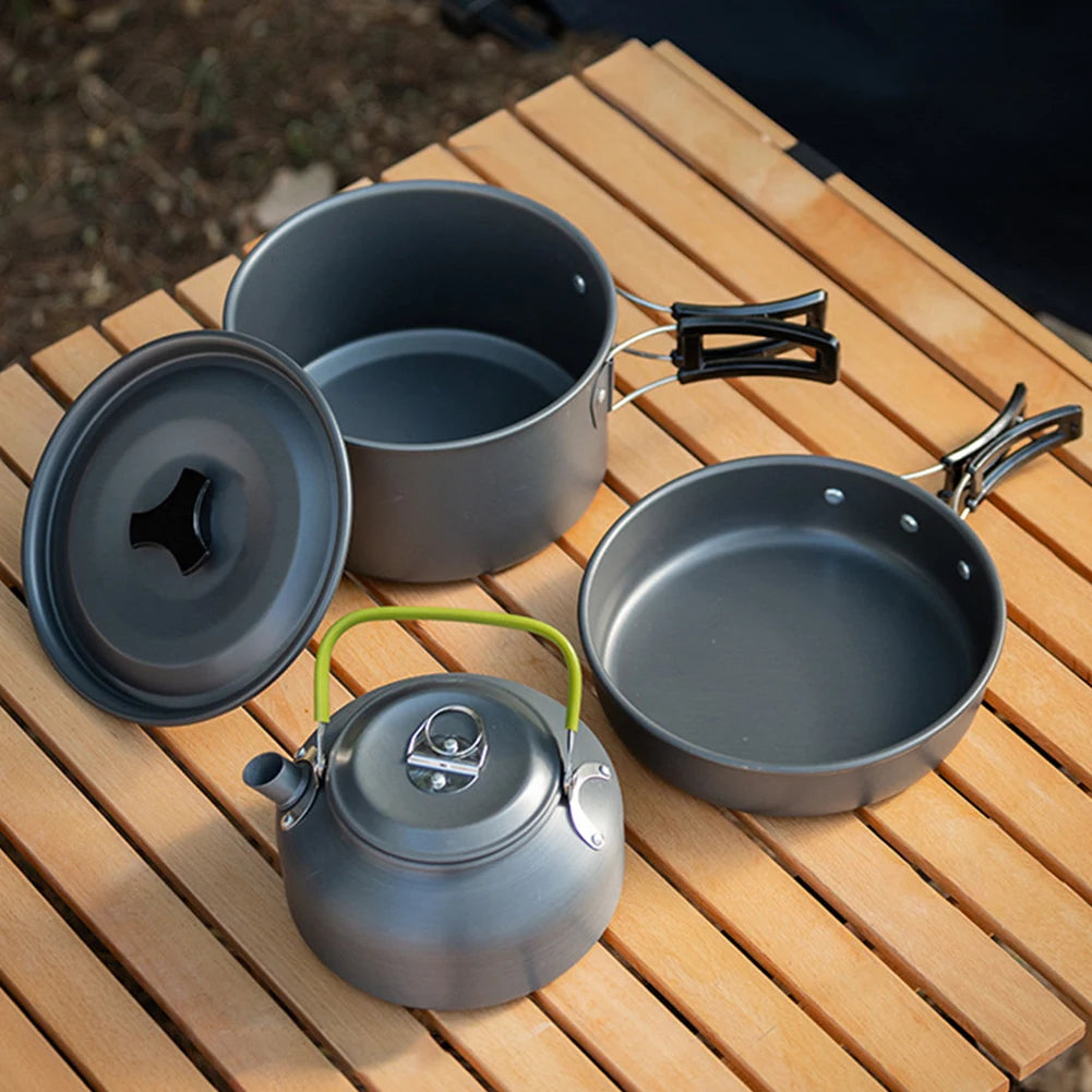 MOJOYCE 3-Piece Outdoor Camping Pot Set With Mesh Bag