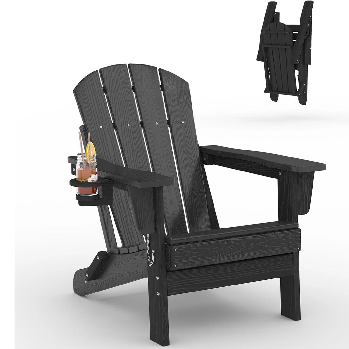 HiMISS Folding Adirondack Chair With Cup Holder