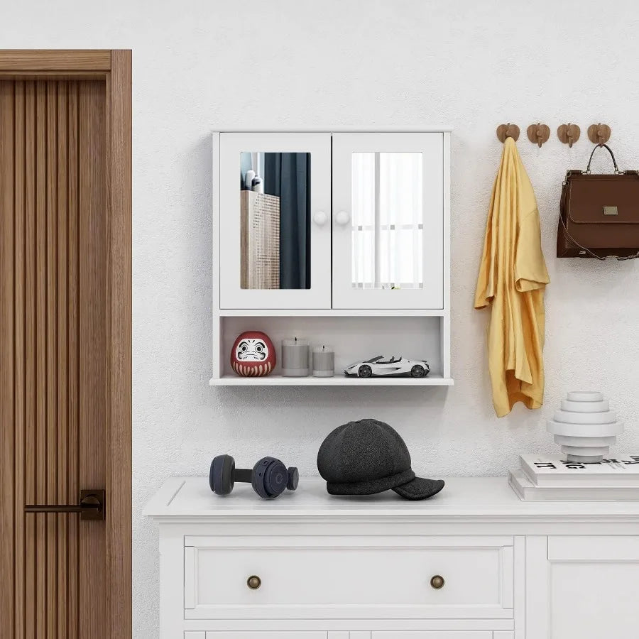 XIUWO Wall Mounted Medicine Cabinet With Mirror Durable MDF