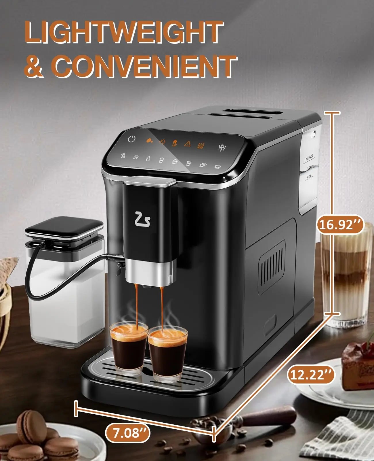 HiMISS 20 Bar Fully Automatic Espresso Machine With Grinder