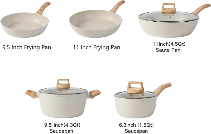 16PCS Pots and Pans Set Non Stick Cookware Set Nonstick with Cooking Set