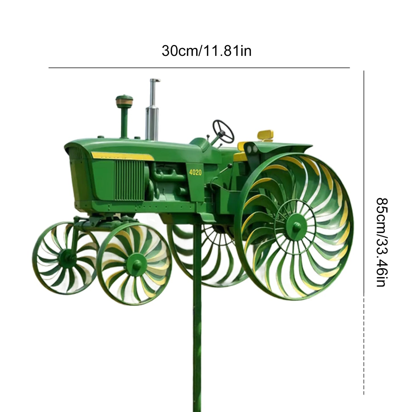 Shunmaii Metal Wind Spinner With Rotating Tractor Wheels Garden