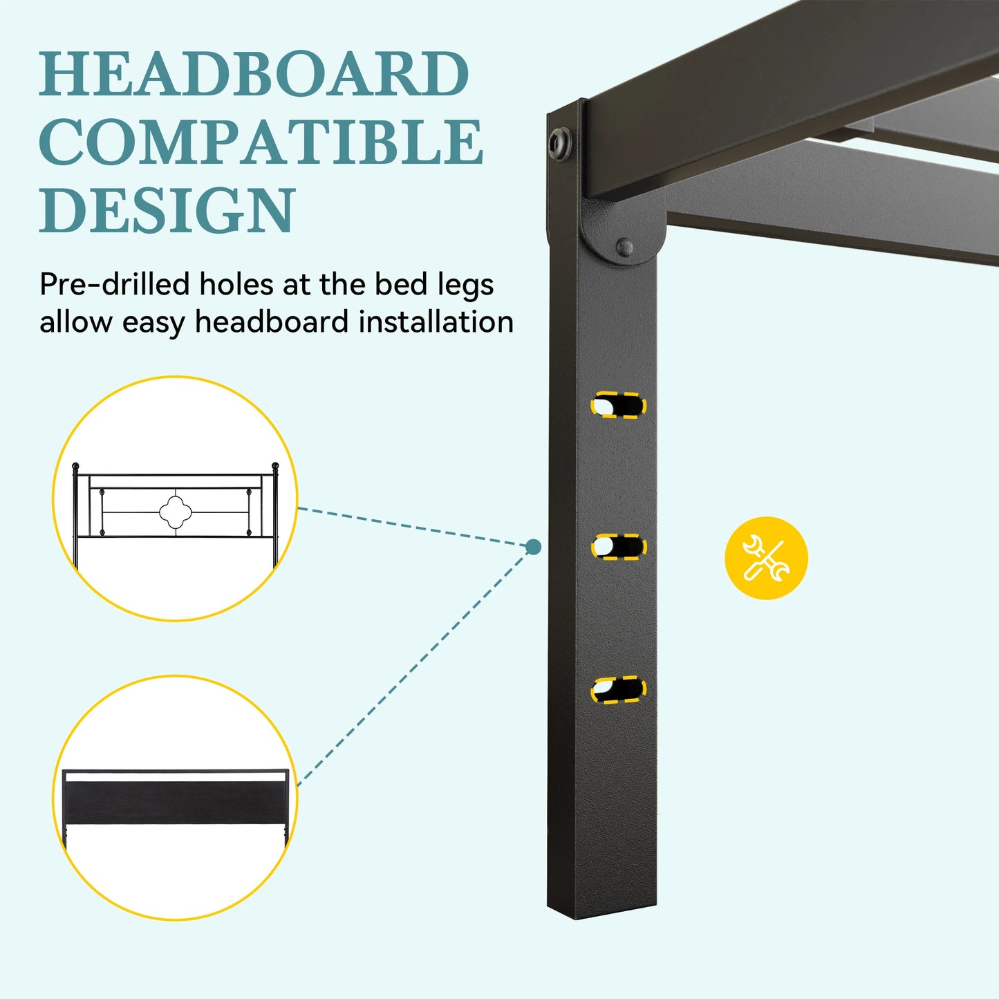 HOOMIC Twin/Full/Queen/King Heavy-Duty Metal Bed Frame with 14 Inch Under-Bed Storage — No Box Spring Needed, Easy Assembly