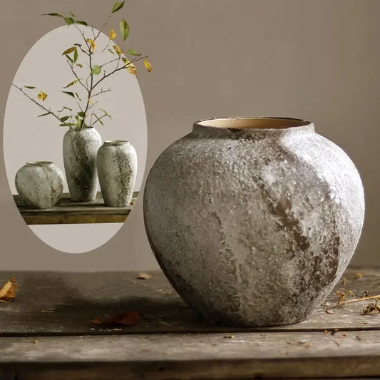 Rustic Ceramic Tall Floor Vase For Farmhouse Living Room Decor