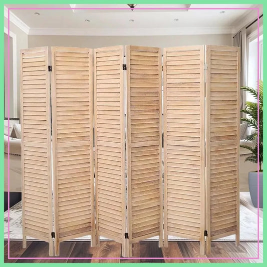 Louvered 6 Panel Room Divider Folding Privacy Screen For Office