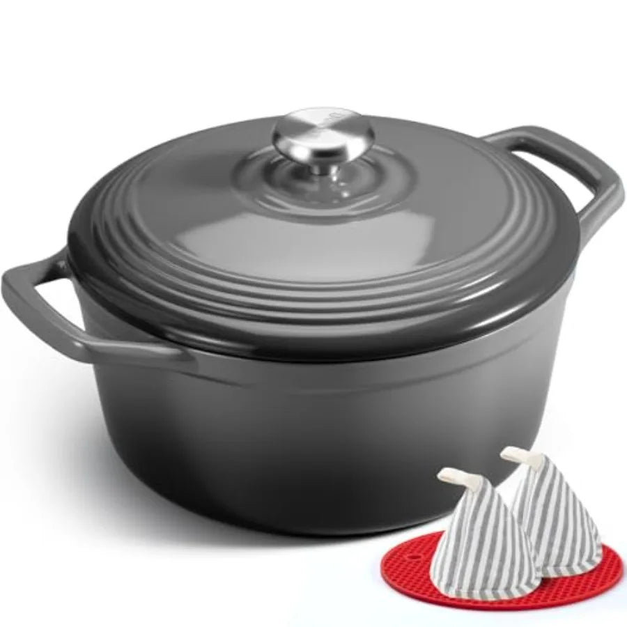 Enameled Cast Iron Dutch Oven Lid Includes Cookbook And Potholders