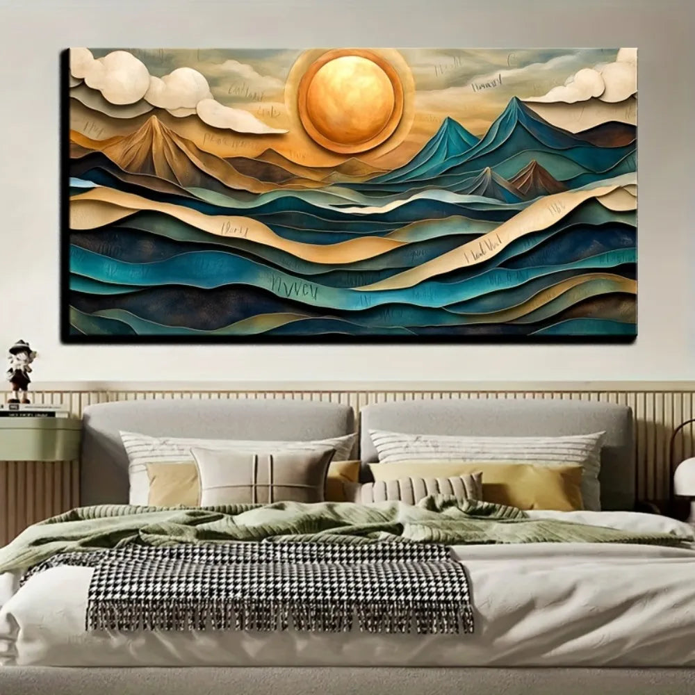 Art Deco Framed Canvas Wall Art Geometric Landscape