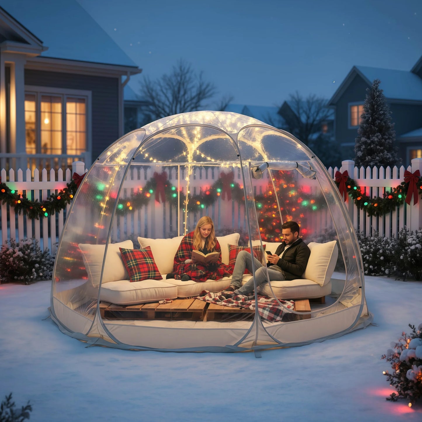 Large Instant Pop-Up Bubble Tent, Weatherproof Outdoor Igloo Screen House, Oversize Camping Pod, Patio Cold Protection