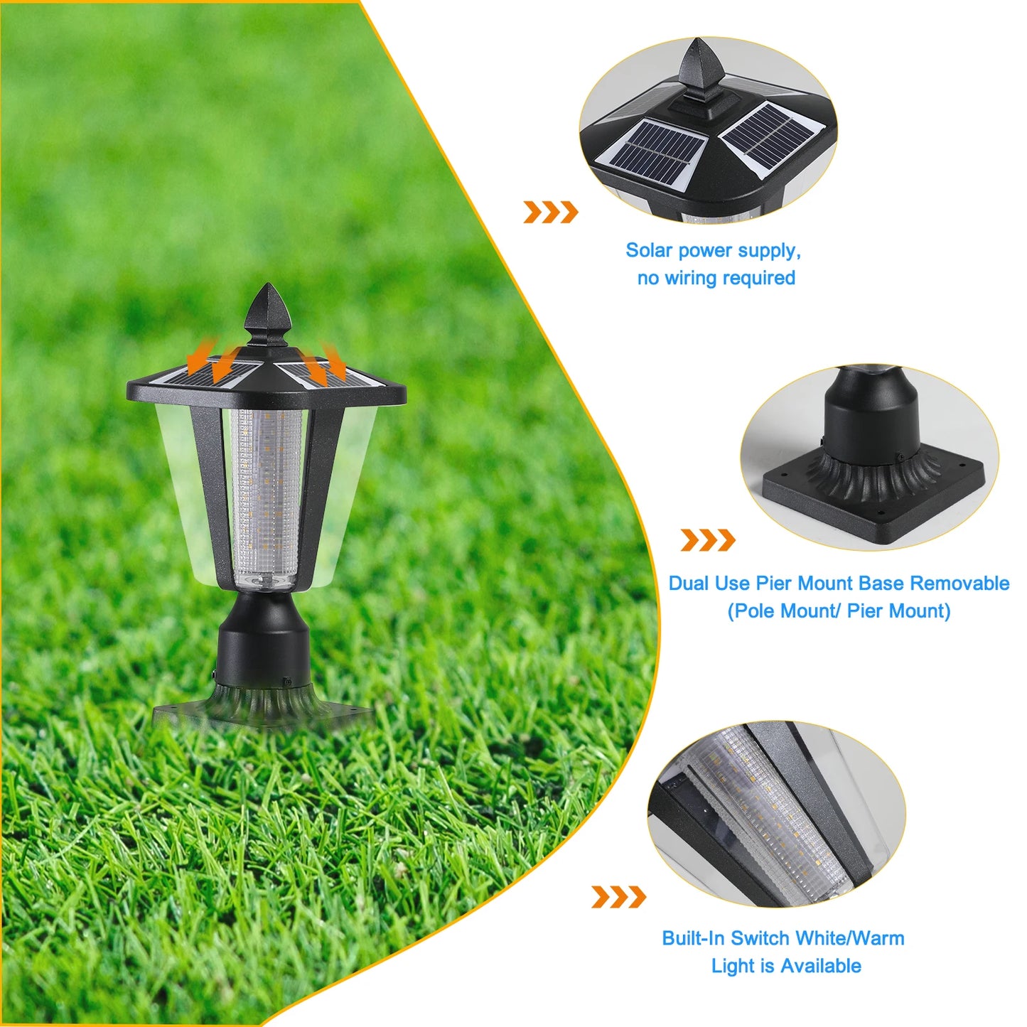 ARLGSITE LED Solar Post Lights Dusk To Dawn Sensor