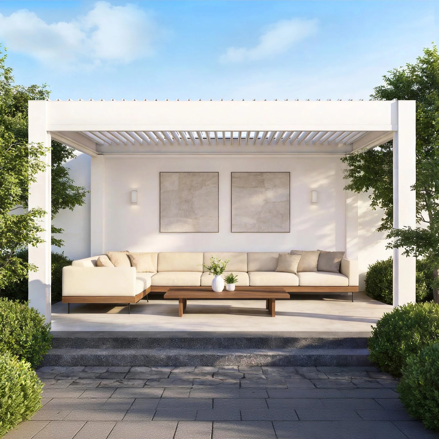 Any Size Custom Smart Rainproof Aluminum Alloy Pergola Motorized Retractable Louver Gazebo For Yard Garden Patio Lounge
