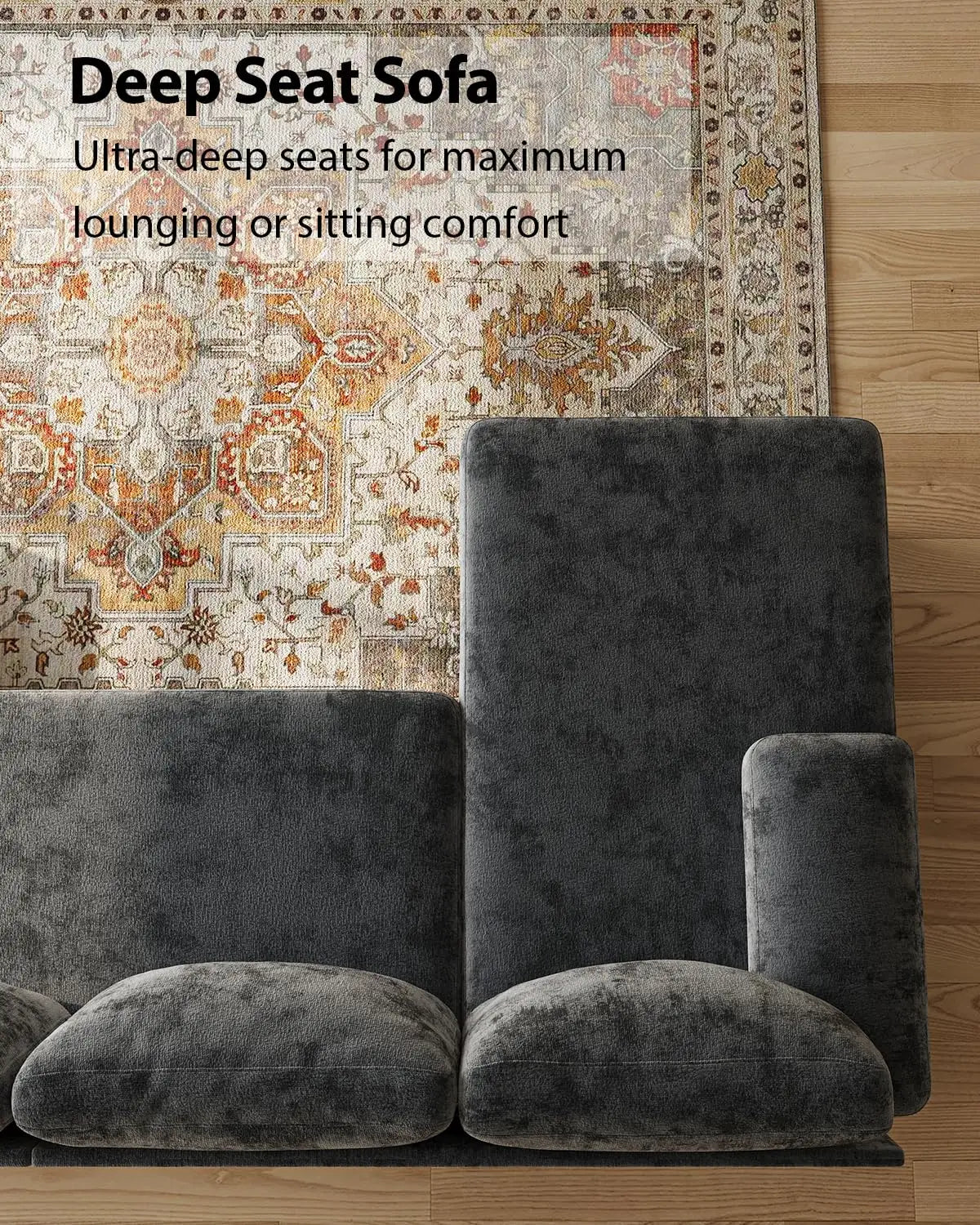 U Shaped Sectional Sofa With Double Chaise Chenille Living Room