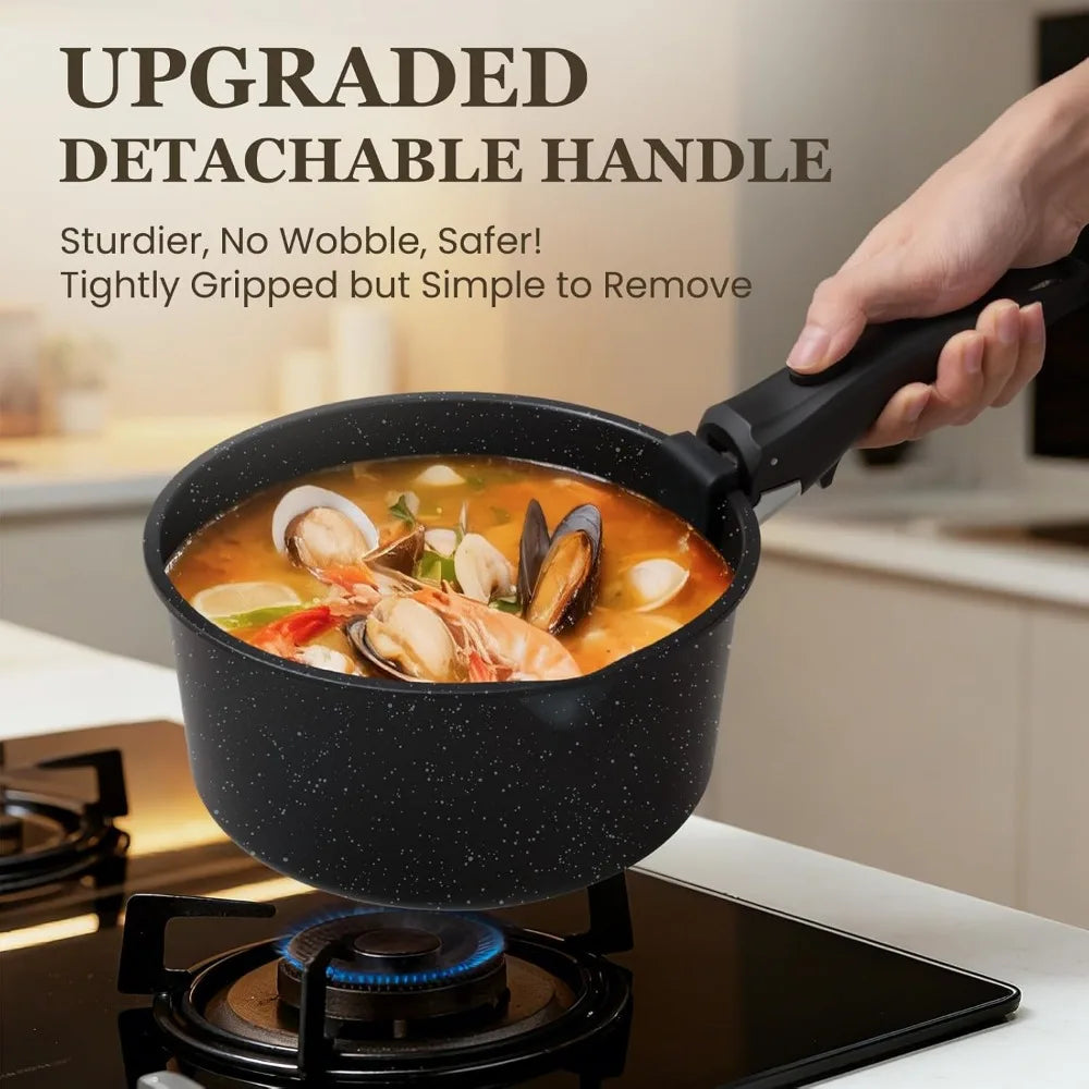 Nonstick Cookware Set With Detachable Handles Induction Compatible