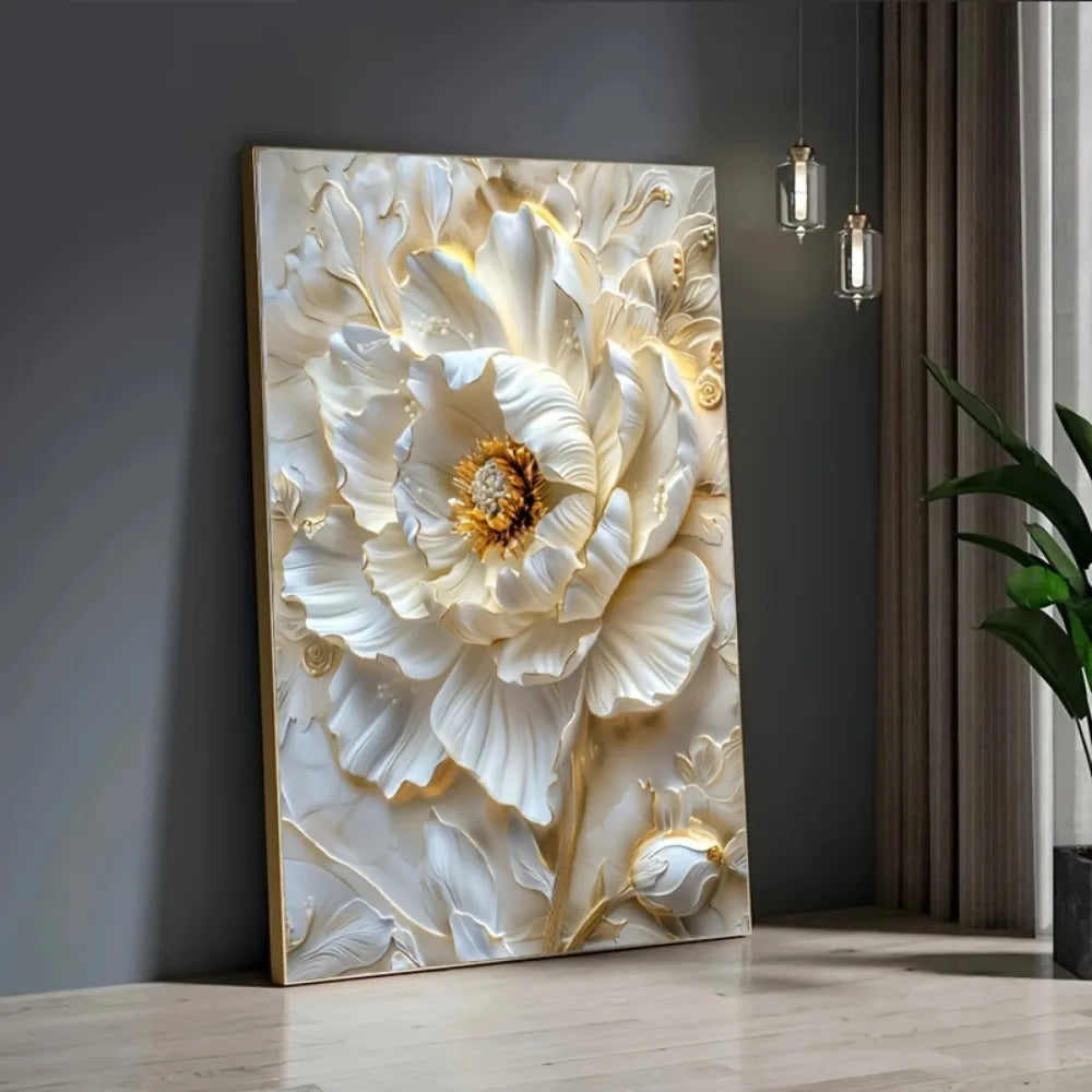 None Frameless Modern Abstract Floral Canvas Wall Art Print