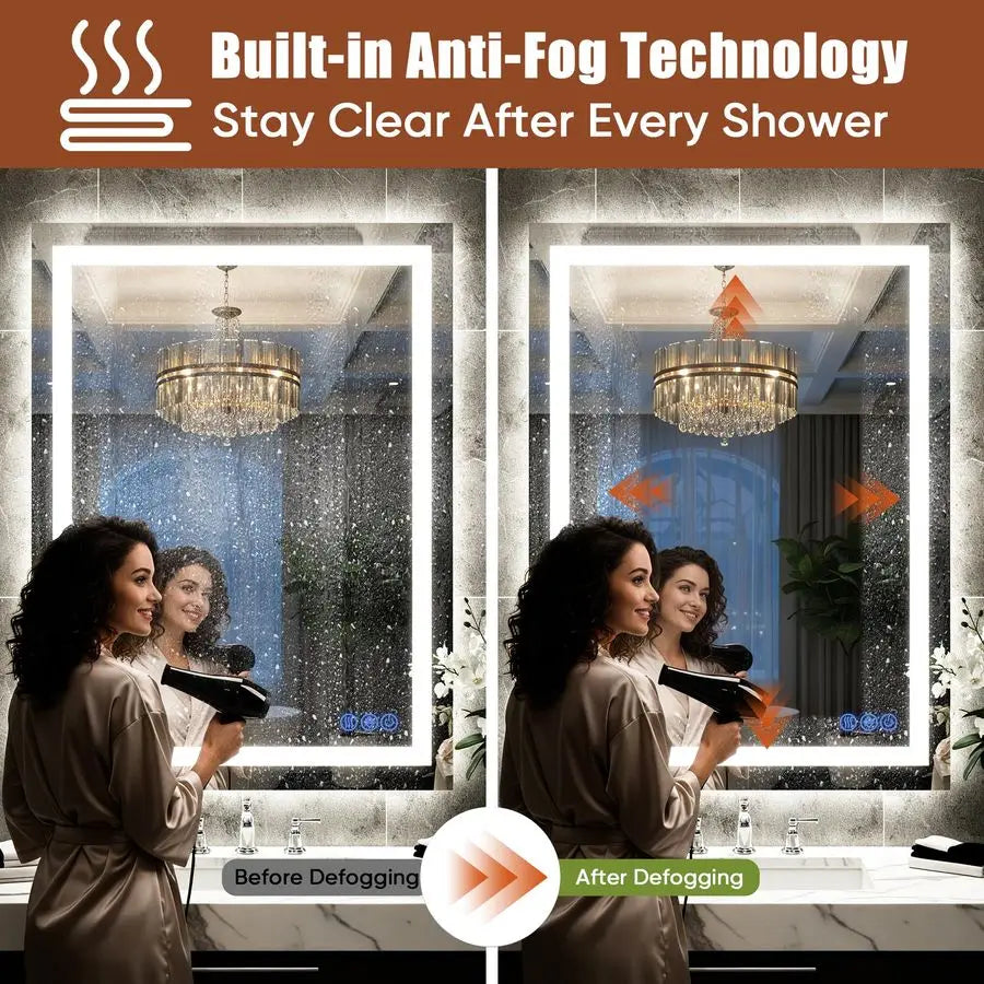 LED Bathroom Mirror With Front And Back Lighting Dimmable