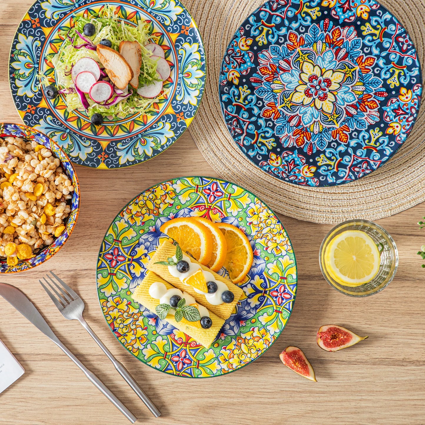 MALACASA Porcelain Dinner Plates Set Six Or Twelve Pieces Scratch-Resistant