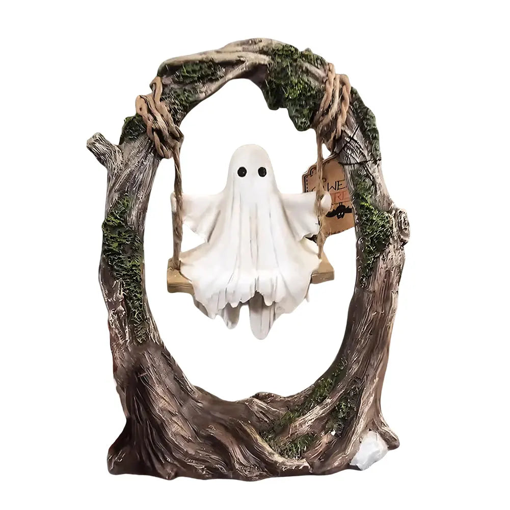 Shunmaii Halloween Swing Ghost Ornament Resin Tree Swing Figurine