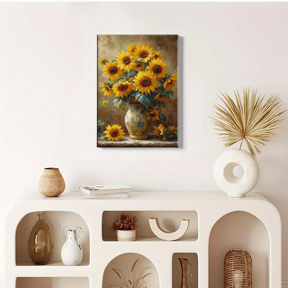 Art Deco Sunflower Canvas Print For Home Office Decor