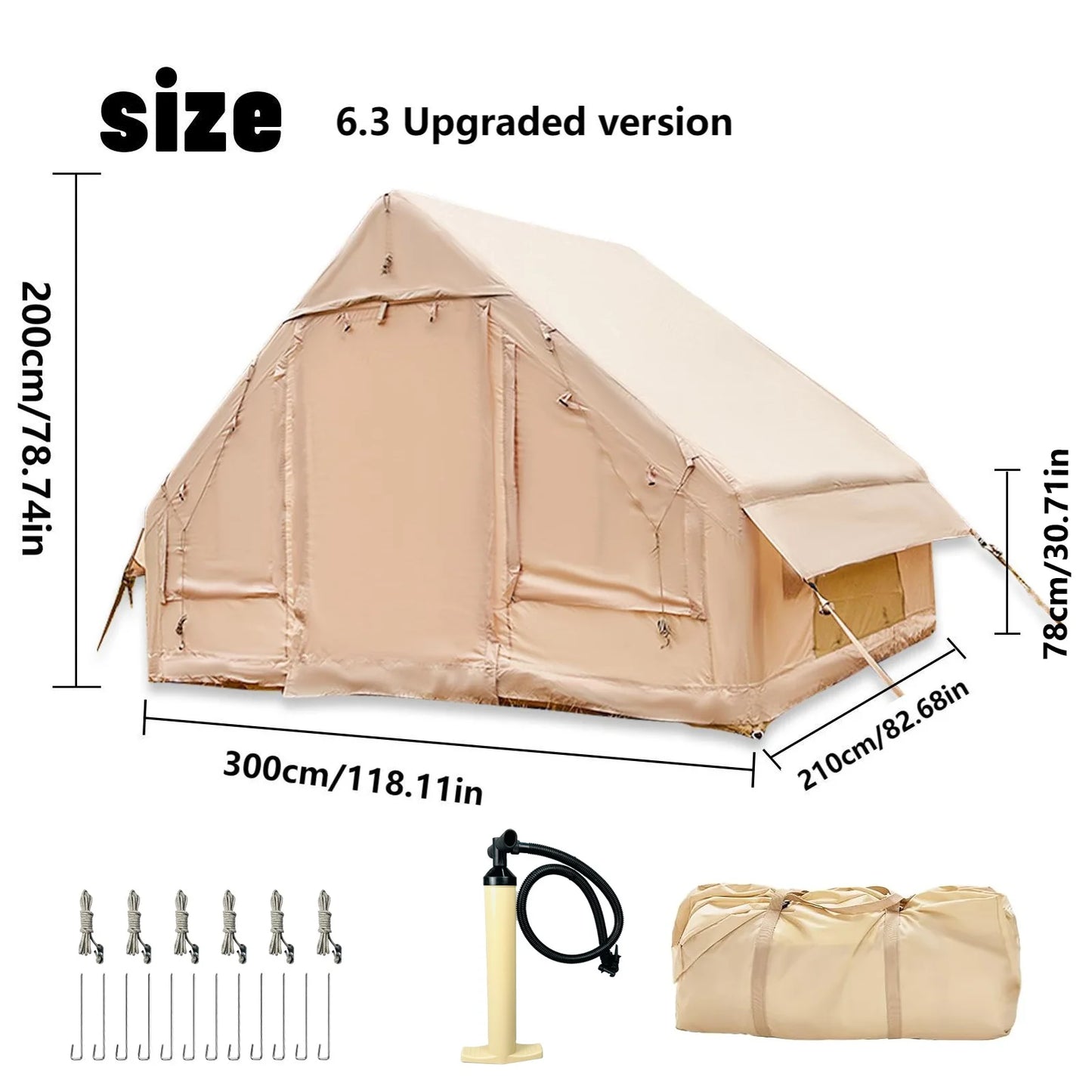 Pakicetus Inflatable Tent With Skylight Quick Setup Four To Six Person