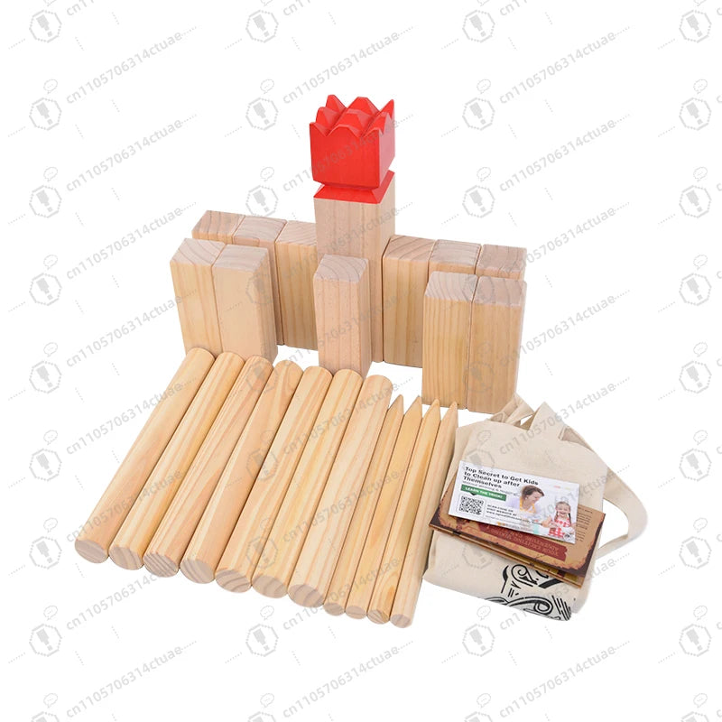 Wooden Viking Kubb Game Set For Outdoor Gatherings
