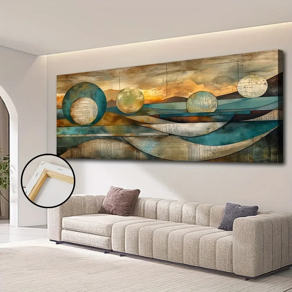 Art Deco Modern Canvas Wall Art in Pine Frame Collection