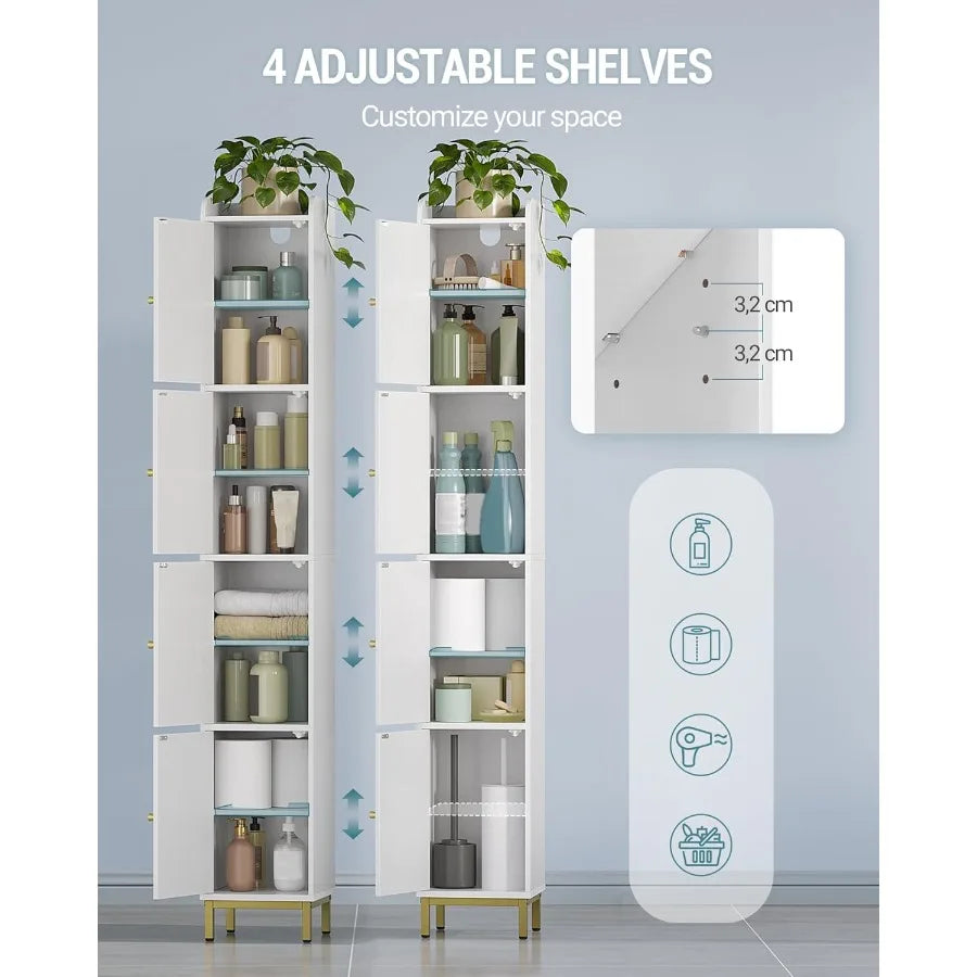 XIUWO Bathroom Storage Cabinet With Adjustable Shelves And Feet