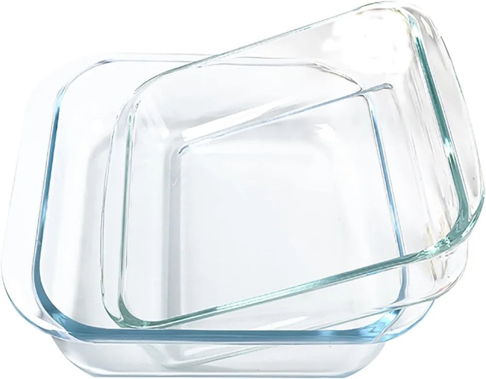 1.6-Qt Square Tempered Glass Baking Dishes, Set of 2, Oven & Microwave Safe