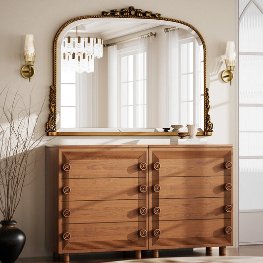 BEAUTYPEAK Arched Vanity Mirror Vintage Wall Mounted Decorative Mirror
