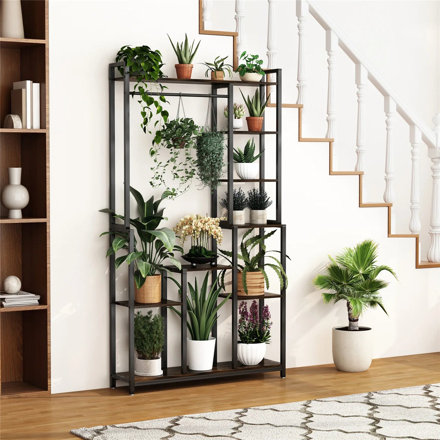 BINGOPAW Vintage Indoor Plant Stand and Coat Rack Storage Shelf