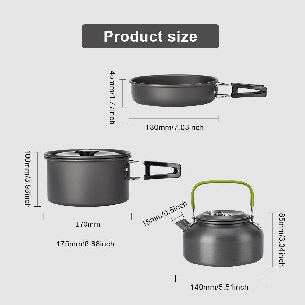 MOJOYCE 3-Piece Outdoor Camping Pot Set With Mesh Bag