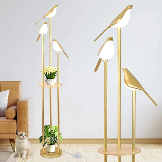 MDNG Modern Floor Lamp With Shelves And Adjustable LEDs