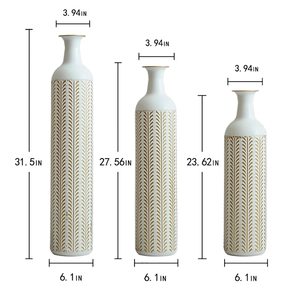 TWISTER.CK Floor Metal Vase Set, Modern Drop-Shaped Standing Vases