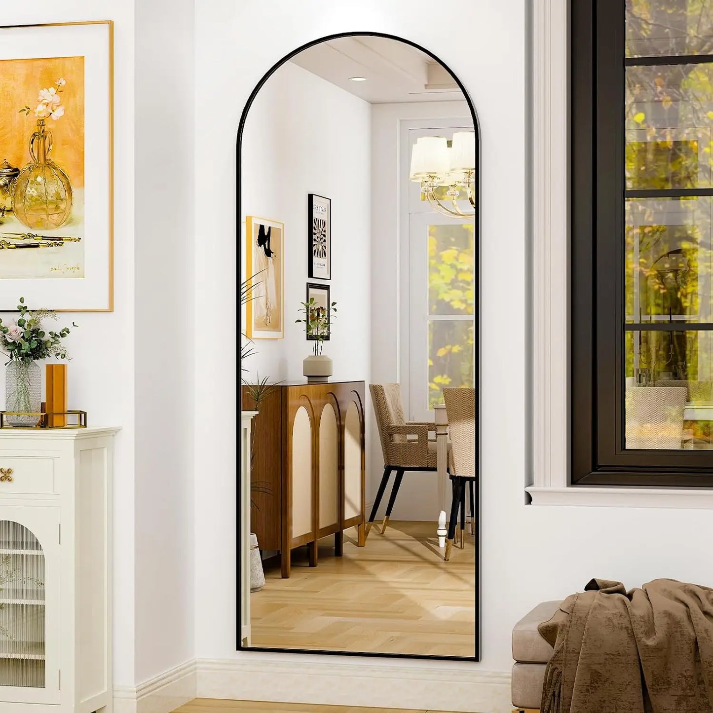 HARRITPURE Aluminum Frame Floor Mirror Modern Minimalist Design