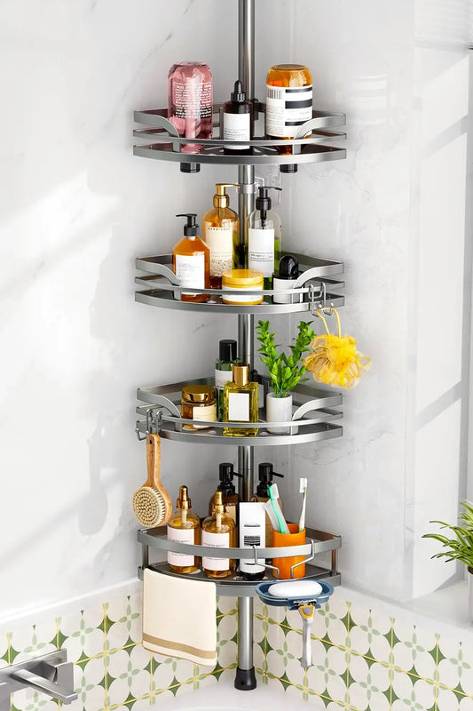 XMSJ 4-Tier Shower Tension Pole Caddy Rustproof Bathroom Organizer