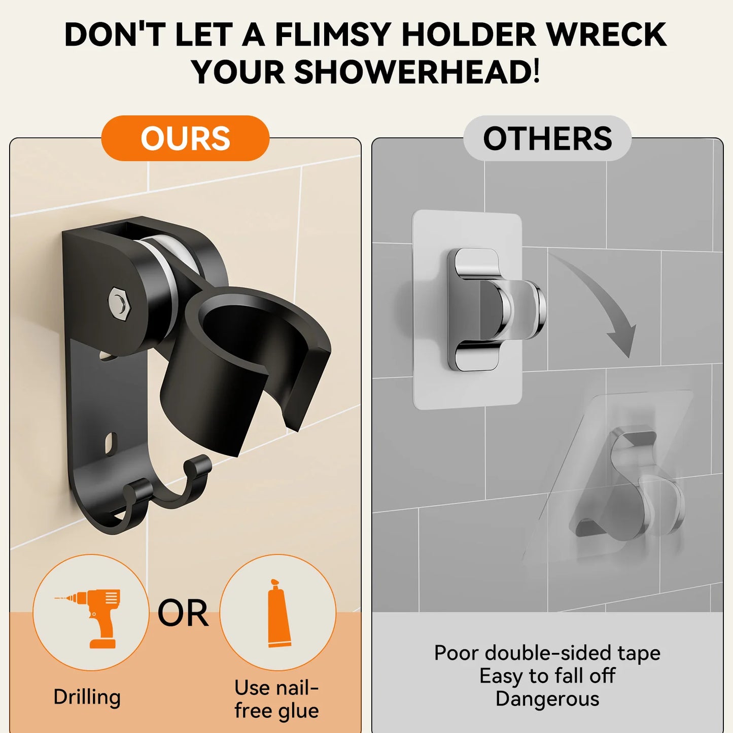 Tandem Shower Head For Couples With Handheld Dual Shower Heads