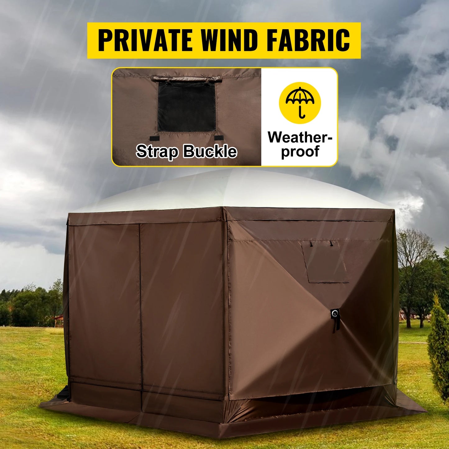 SucceBuy Pop-Up Camping Gazebo Canopy Shelter 6-Sided Tent
