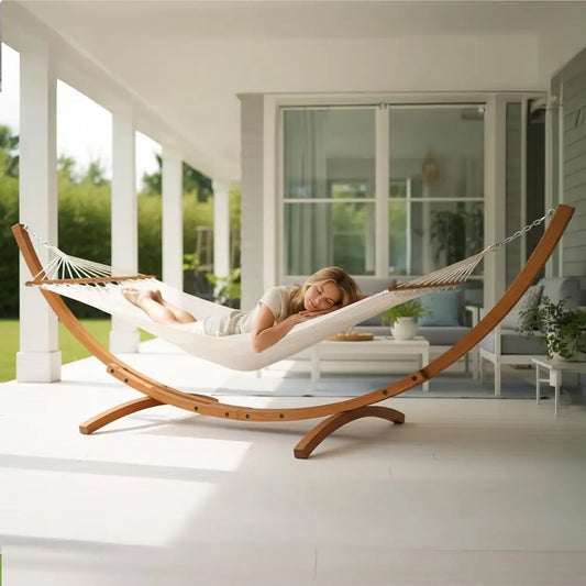 Garden Hammock Swing, Portable Travel Hammock Cotton Rope, Indoor Outdoor Patio Hammock for Balcony Yard, 2 Person