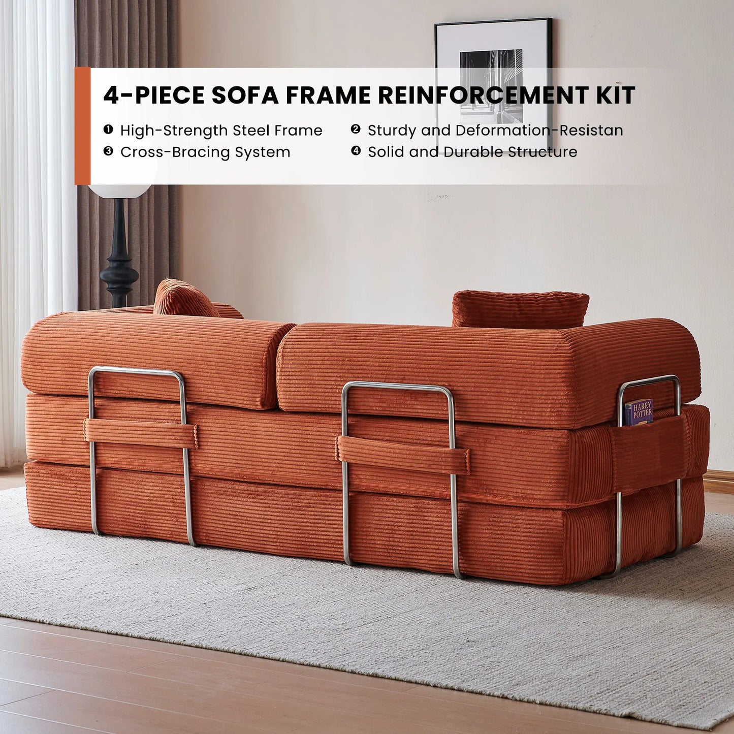 NONECN Corduroy Folding Convertible Sofa Bed Loveseat Sleeper
