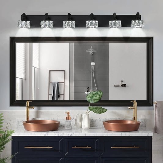 FAISHILAN LED Vanity Light 6-Light Fixture With Crystal Shades
