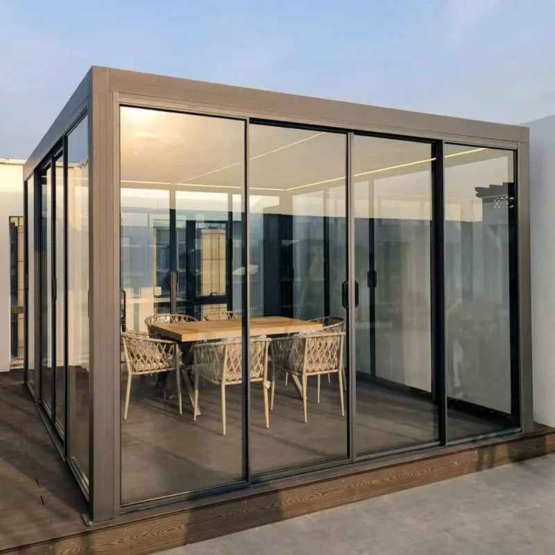 Any Size Custom Smart Rainproof Aluminum Alloy Pergola Motorized Retractable Louver Gazebo For Yard Garden Patio Lounge