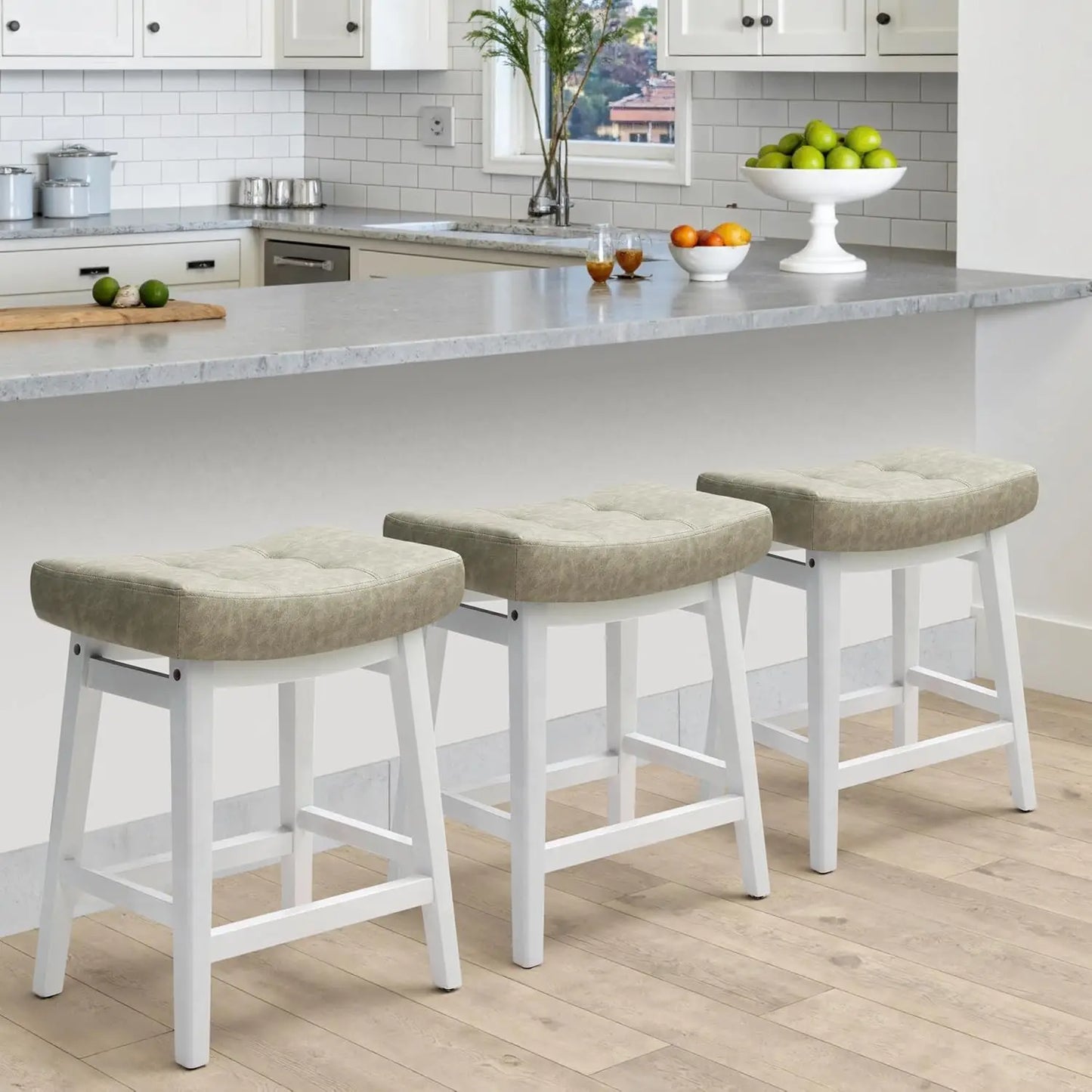 Counter Height Bar Stools Set Of 3 Backless Farmhouse Kitchen