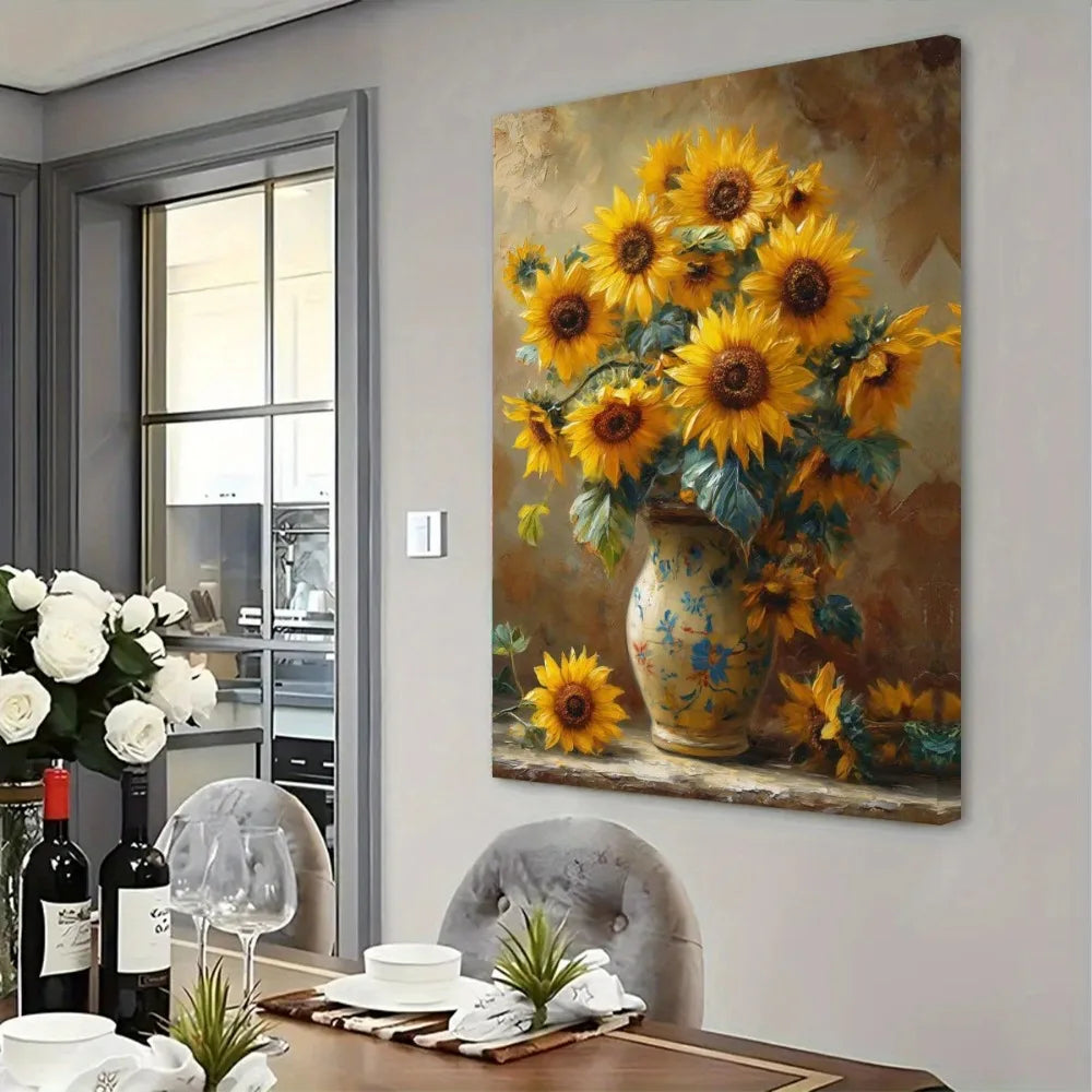 Art Deco Sunflower Canvas Print For Home Office Decor