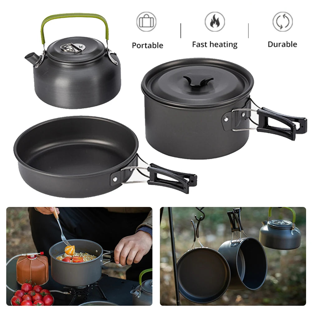 MOJOYCE 3-Piece Outdoor Camping Pot Set With Mesh Bag