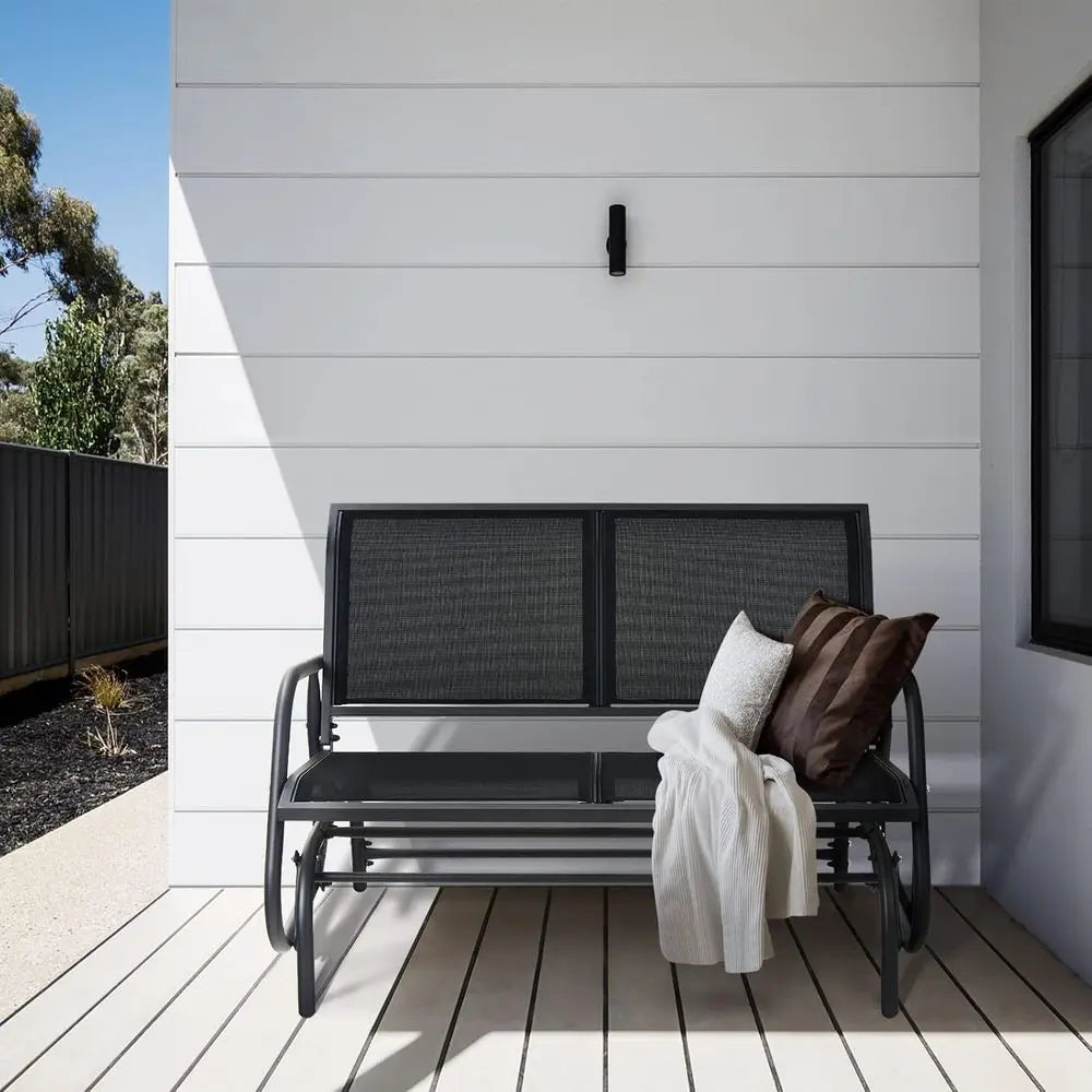 Alloy Steel Outdoor Swing Glider Bench Patio Lounge