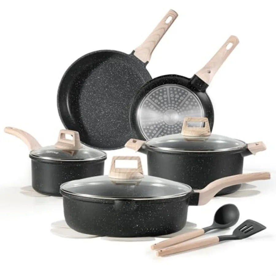Ceramic Nonstick Cookware Set 14 Piece PFAS Free Non Toxic