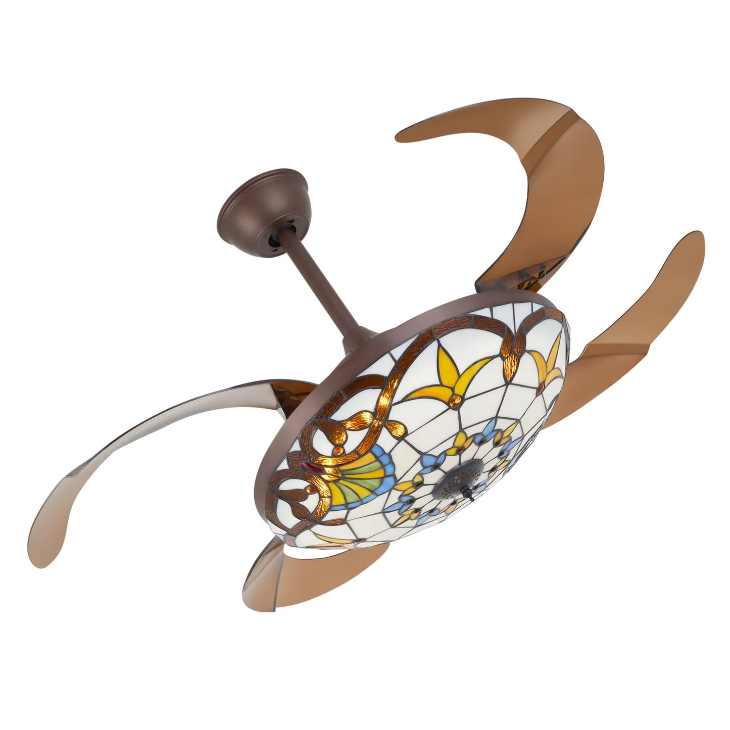 Modern Tiffany Style Ceiling Fan Light With Remote Control