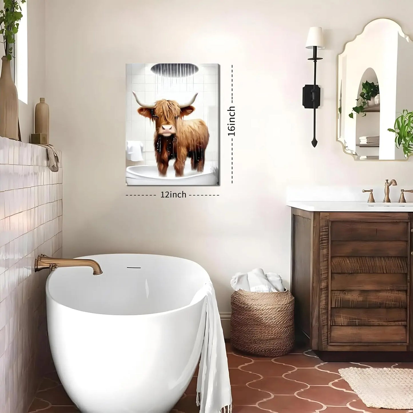Funny Highland Cow Wall Art Set of Three Canvas Prints