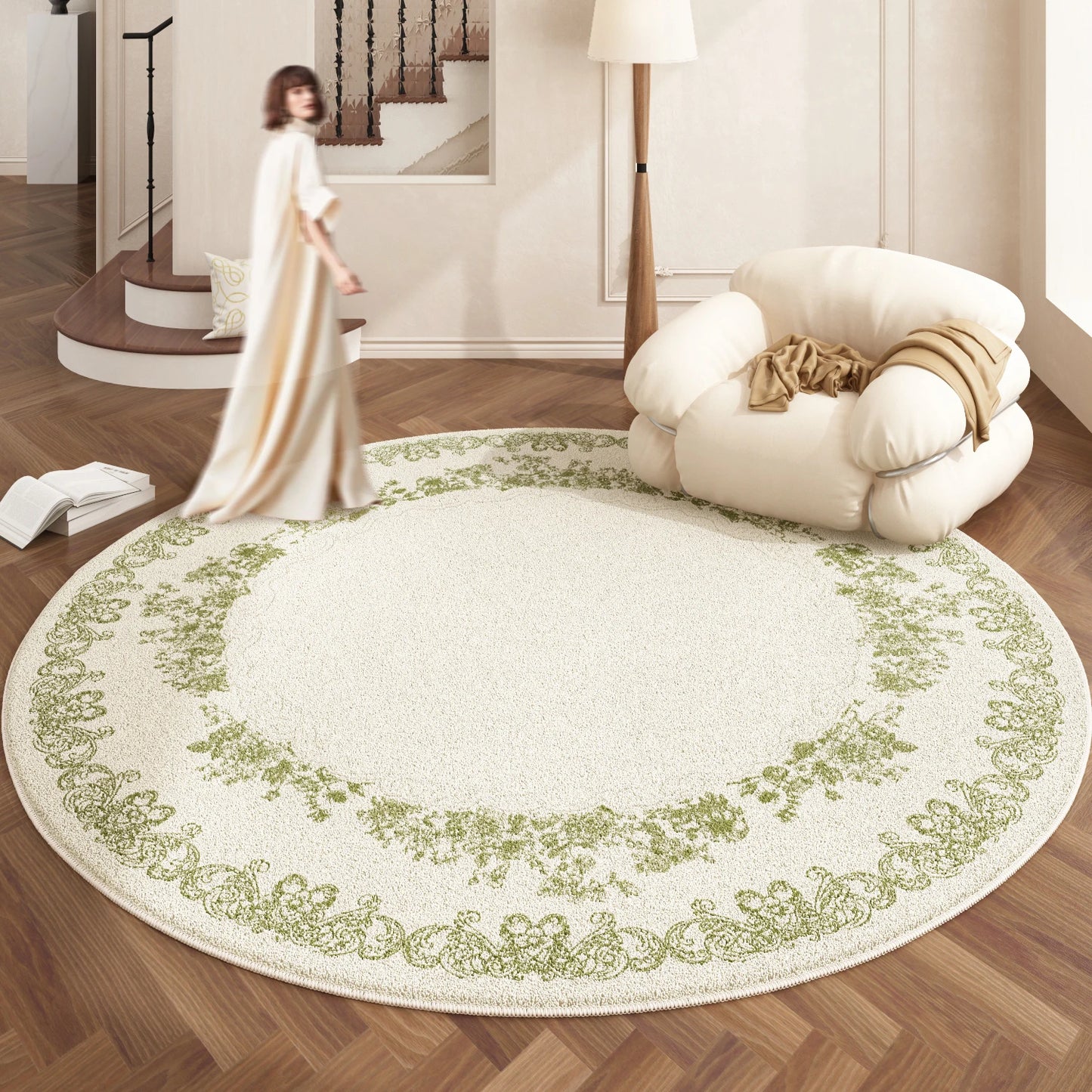 European Style Rugs for Bedroom Home Fluffy Soft Floor Mat Thicken Plush Living Room Decoration Round Carpet Washable Lounge Rug