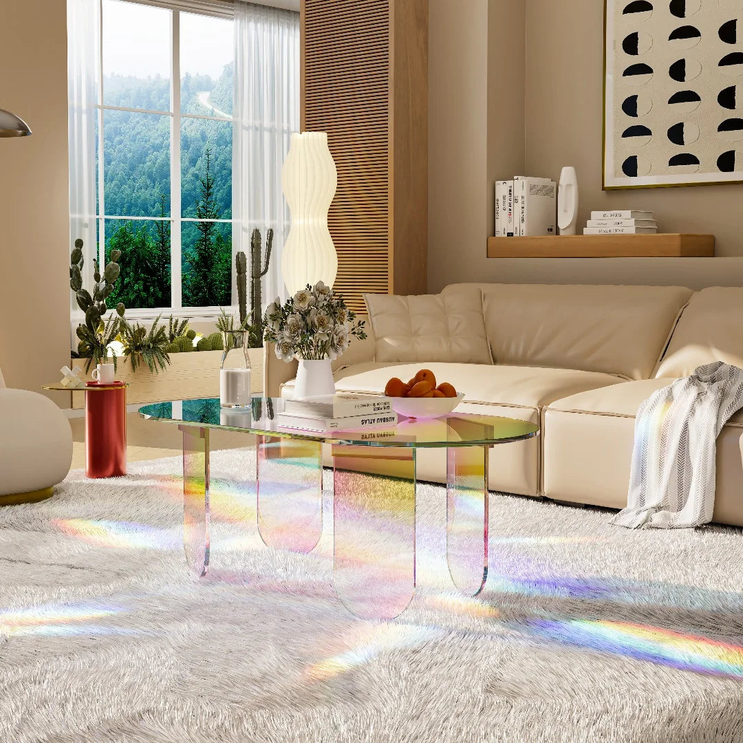 LUVODI Shatterproof Acrylic Coffee Table for Modern Living Rooms