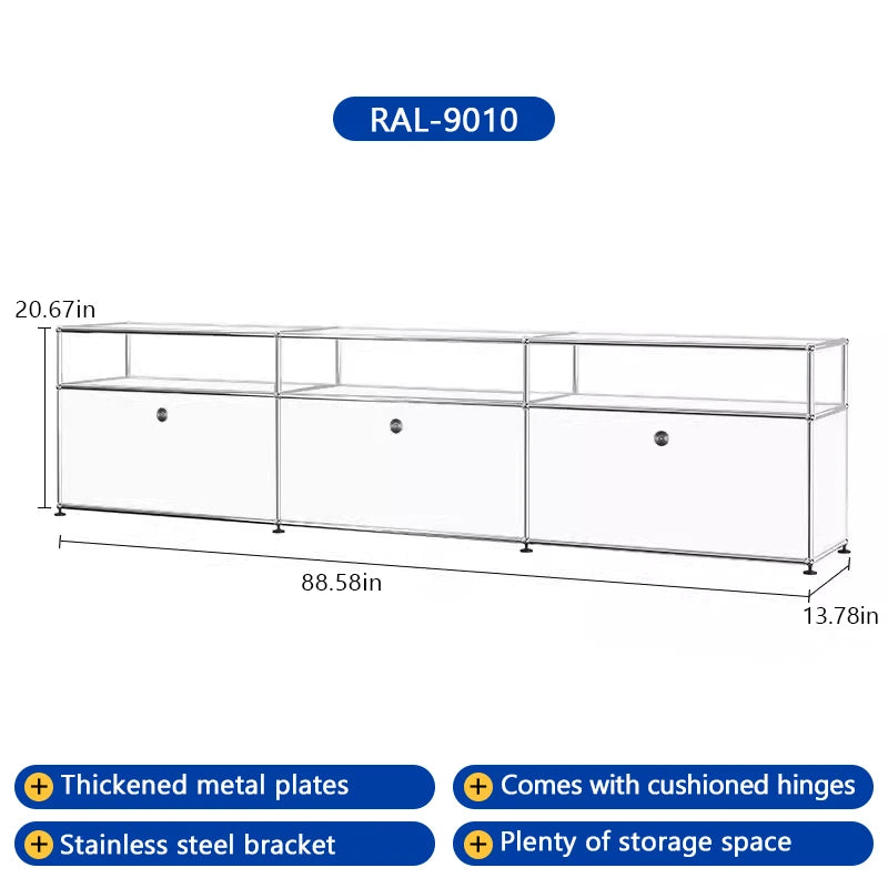 Bigcityfur TV Stand Storage Cabinet Corner Metal Living Room Furniture